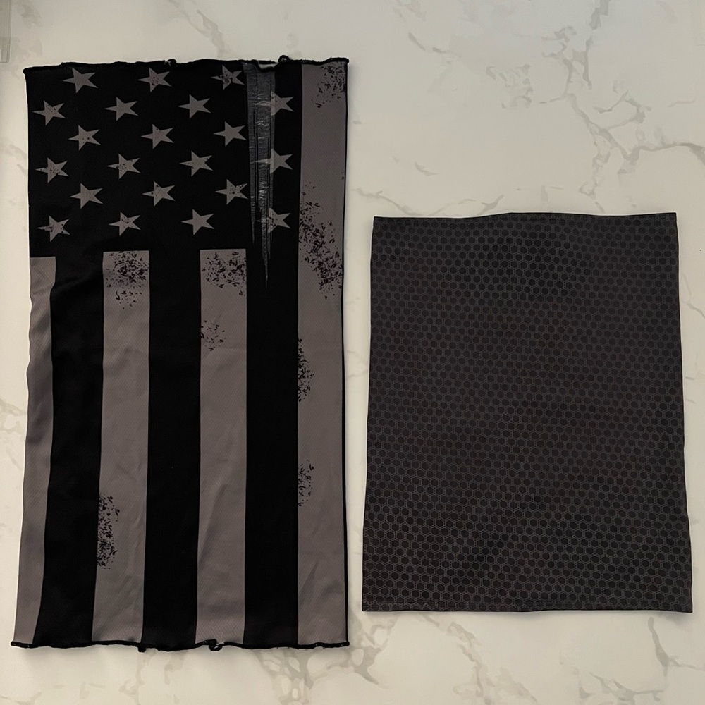 Two Neck Gaiters Black and Gray American Flag Bundle
